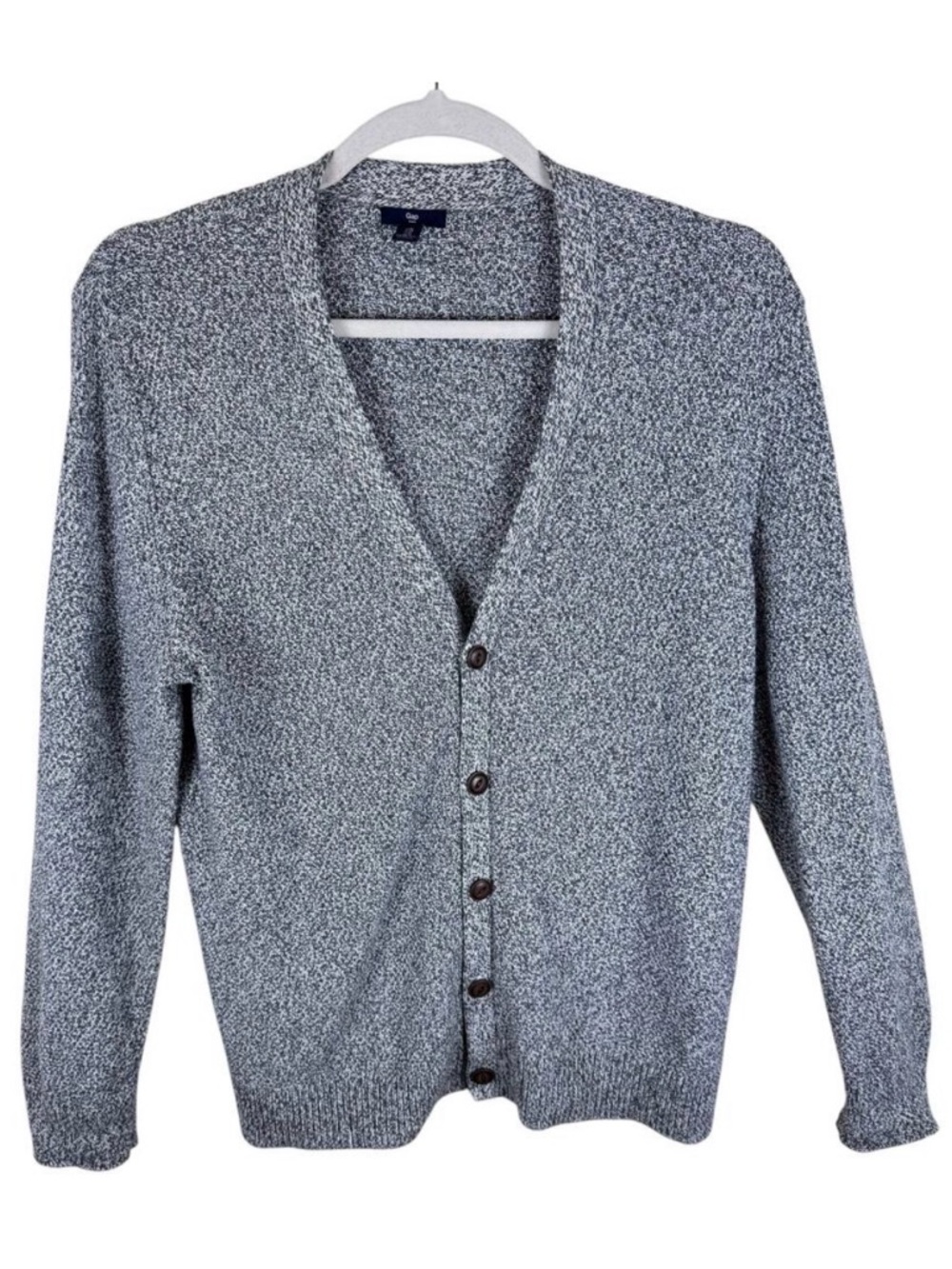 Gap Gray Heather Long Sleeve V-Neck‎ Button Up Cardigan Sweater Size XL